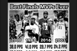 奥尼尔转发史上最佳总决赛MVP:00鲨鱼/93乔丹/16詹姆斯/03邓肯